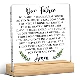 The Lords Prayer Bible Verse Office Desk Decor, Our Father Prayer Religious Gifts, Christian Home Decor for Women Men Sister Mother, Acrylic Table Sign Halloween Christmas Thanksgiving Birthday Gifts
