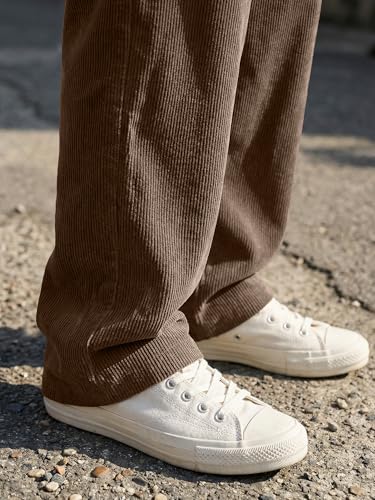 Image of JMIERR Mens Corduroy Pants Wide Leg Baggy Sweatpants | Loose Fit Joggers, Elastic Waist Drawstring, Casual Sweatpants, Vintage Pants, Fall Winter Fashion, Streetwear