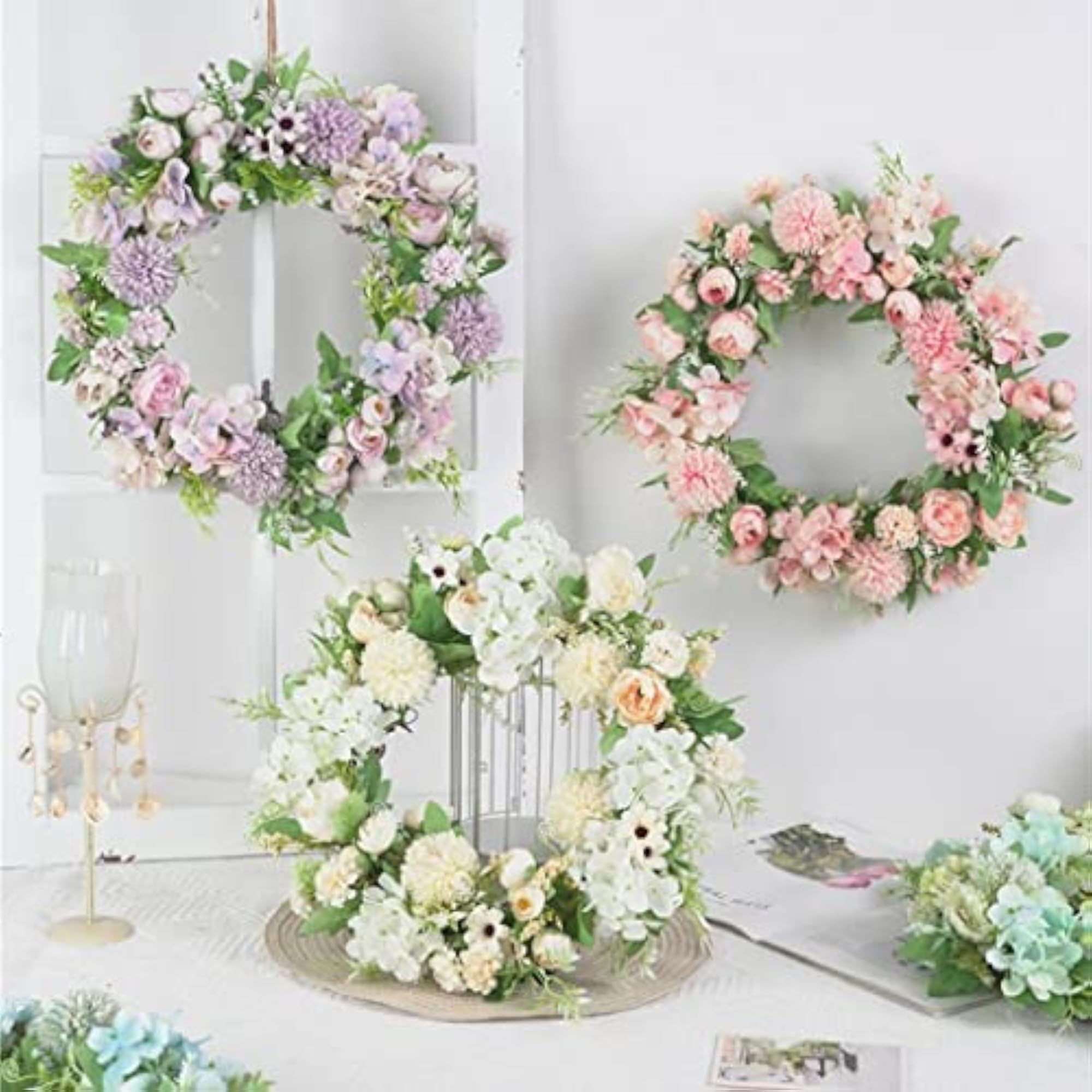 Flower Twig Door Wreath Artificial Garland Decor