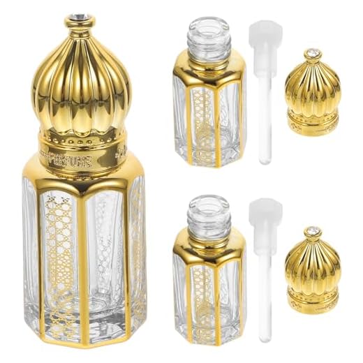 Coolboyer 3 frascos conta-gotas de óleo essencial de 12 ml dourado luxuoso frasco de perfume de vidro dispensador de amostra de perfume vazio