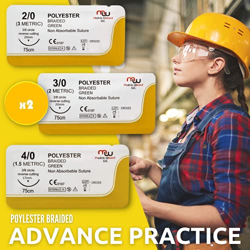 sutures thread with needle 24 mixed 20 30 40 - practicing suturing taxidermy military tactical drill hospital clinic rotation camping first aid travel safety md rn emt vet demo