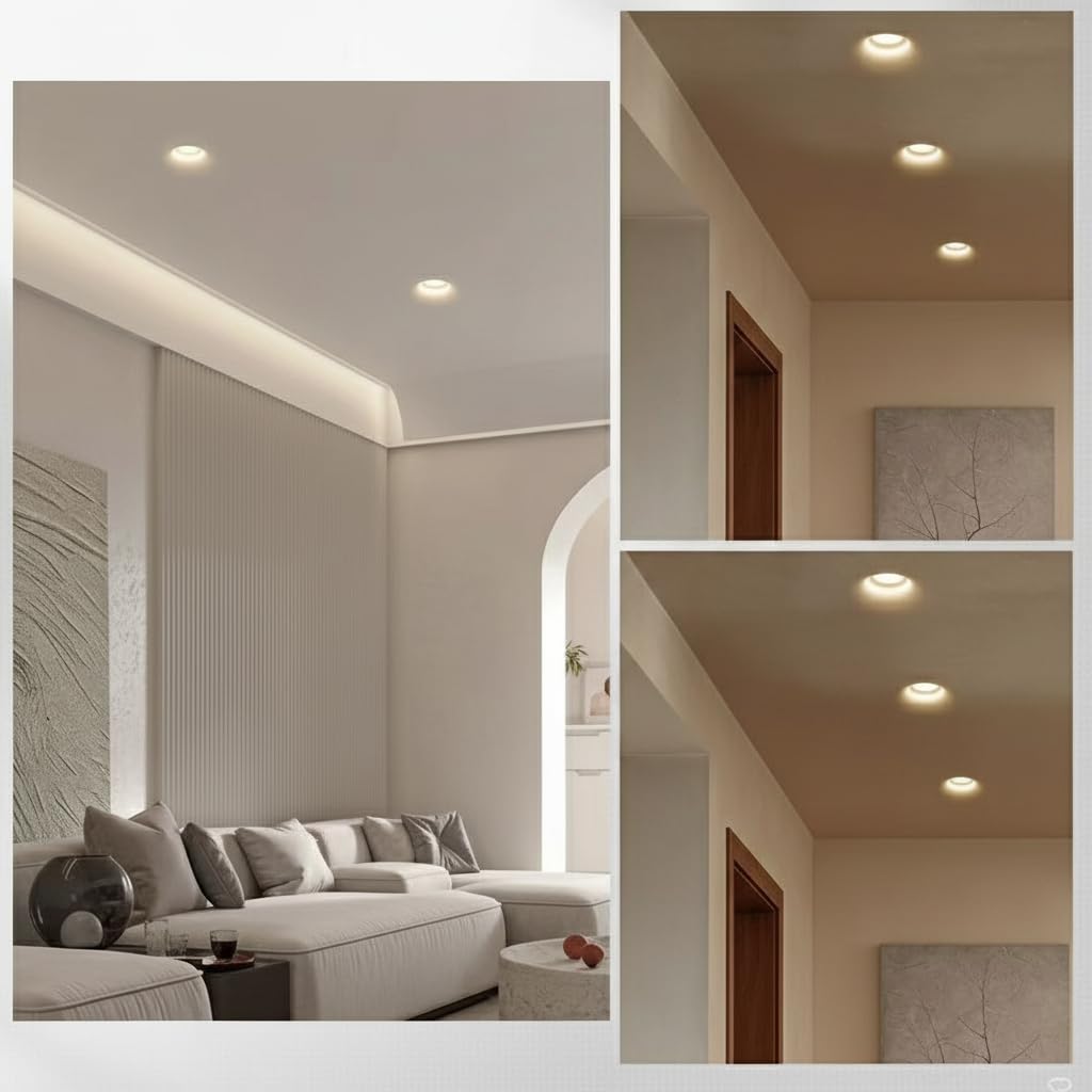BARCELONA LED Downlight Empotrable Cuadrado de Escayola GU10 Trimless Ø120mm Blanco | Aro LED Techo Integrado Pintable | Diseño Moderno y Lujo Minimalista | Foco Empotrado para Pladur | Escayola pintable, diseño sin bordes, 120x120mm, interior IP20