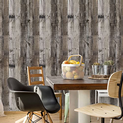 Livebor Grey Wood Wallpaper Peel And Stick Wallpaper Contact Paper 17.7Inch X 118.1Inch Shiplap Wood Peel And Stick Wallpaper Faux Wood Plank Wall Paper Barnwood Contact Paper Self Adhesive Decor #TOP7