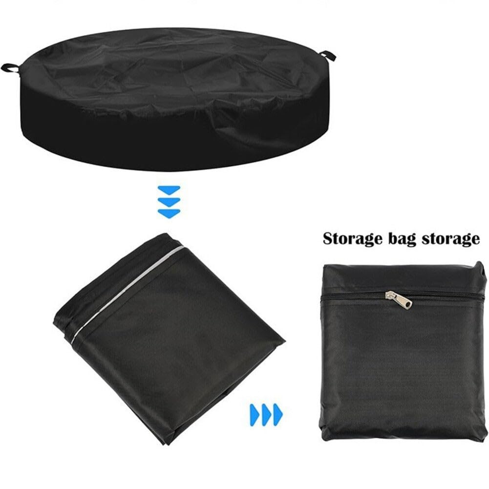 Housse ronde pour brasero enterré de terrasse – 145 cm de diamètre – Tissu Oxford 420D réglable de 129,5 à 144,8 cm – Protection résistante aux intempéries pour l'extérieur