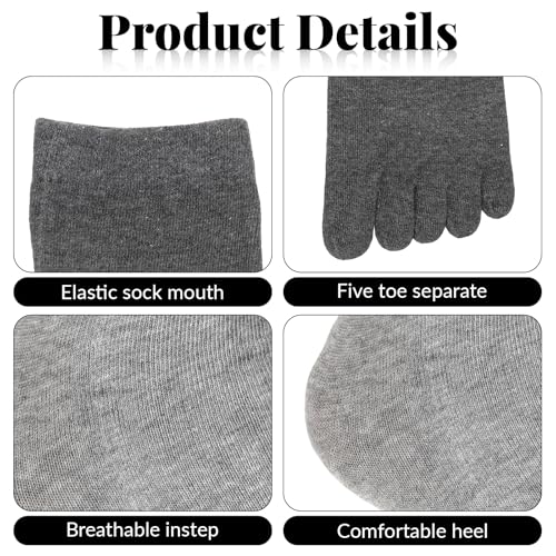 Alrhso 4 Pair Toe Socks Women Five Finger Cotton Socks with Toes Separated for Women Men Individual Running Toe Crew Sock Black, White, Dark, Grey, Light Grey by Alrhso - Image 6