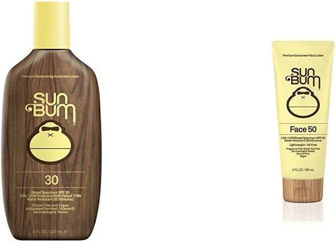 Sun Bum Original Sunscreen Lotion, SPF 30 and Original Moisturizing Face Lotion, SPF 50