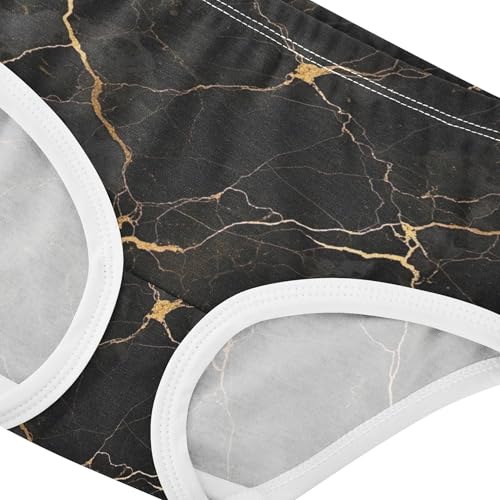 Toddler Girls Underwear 2t Cotton Panties for Girl Stylish Undies Kids Briefs Elegant Black Marble Gold Veins4