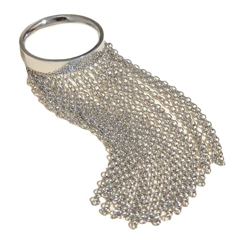 [Mllepjdh] Anillo de acero inoxidable con flecos de cadena de flecos, joyería para fiestas, accesorios hechos a mano, ropa para cualquier ocasión