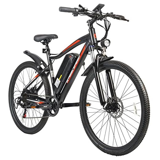 Wheelspeed Electric Bike 27.5", 500W Motor Adults Electric Bicycle, 56 Miles Range & 20 MPH Electric Mountain Bike with Lockable Suspension, Shimano 7-Speed Commuter E-Bike (Black)