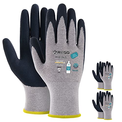 KAYGO Work Gloves Women, Latex Coated, KGE19L, Recycled Material