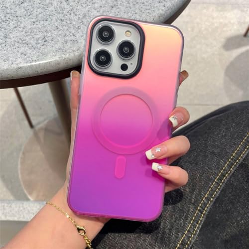Coque magnétique iPhone 14 Pro Max rigide rose violet pour charger sans fil sans enlever l'étui