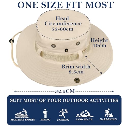 ehsbuy Safari Sonnenhut Herren Breite Krempe Boonie Buschhut Faltbar Cowboy Stil Fischerhut Atmungsaktiv Wanderhut Outdoor Bucket Hut mit Verstellbarem Kinnriemen