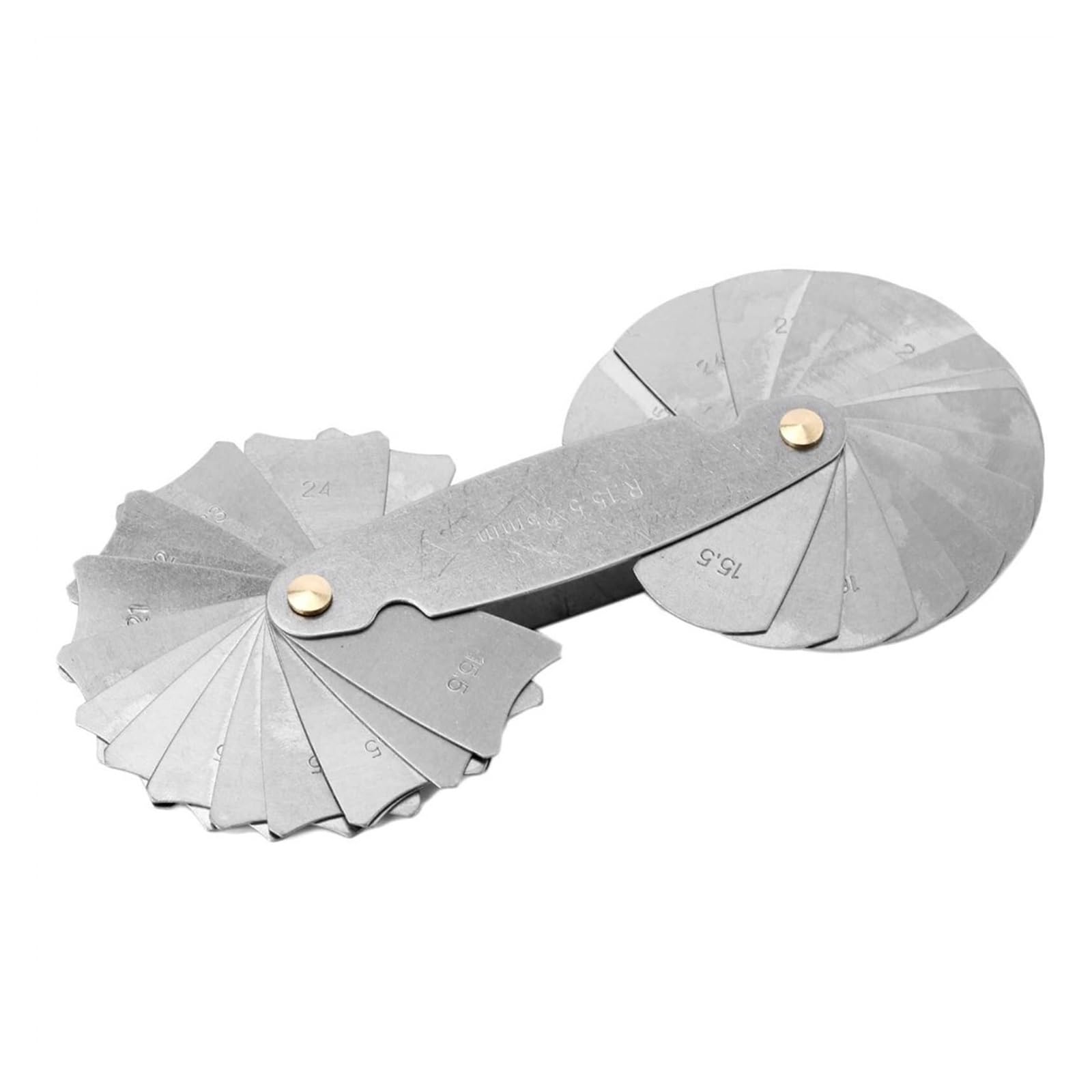 Miernik grubości, 2 Szt. Grubościomierz, Zestaw Promieni R0.3-1.5, R1-7, R7.5-15, R15.5-25mm Narzędzia Pomiarowe Ze Stali Nierdzewnej, dla samochodu(R7.5-15)
