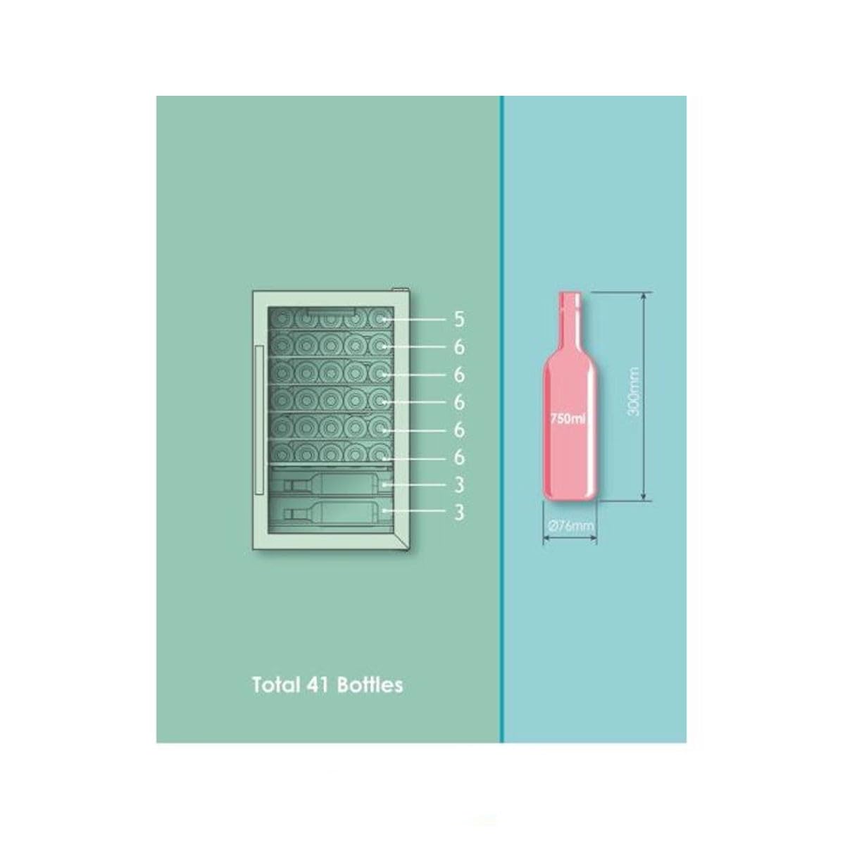 CANDY DiVino, CWC 150 EM/NF, Cantina Vino, 41 bottiglie, 39 dB, APP hOn, Tecnologia Vivino, Monozona, Nero, AxLxP 84,5x49x55 cm [Classe di efficienza energetica G]