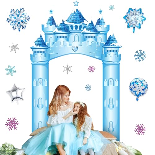 Image of Funrous Door Banner Party Decor Porch Banner Door Sign Set Photo Booth Props Backdrops for Birthday Baby Shower Outdoor Indoor House Porch Decorations(Blue,Princess)