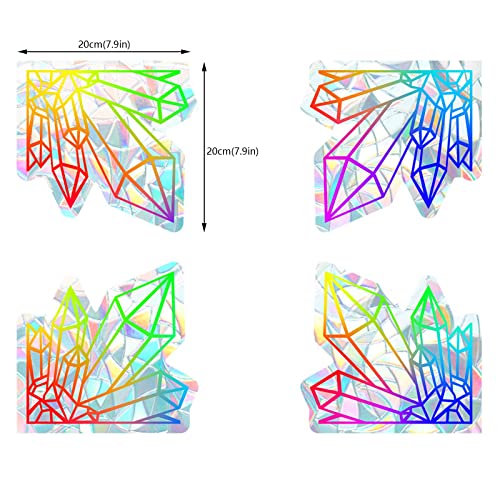 4Pcs Decorative Rainbow Window Film Diamond Shape Etched Glass Effect Window Stickers Glass Alert Decals Birds Strikes Colorful Baby Boy Bunny Outfit Photography (Pink, One Size) #TOP5