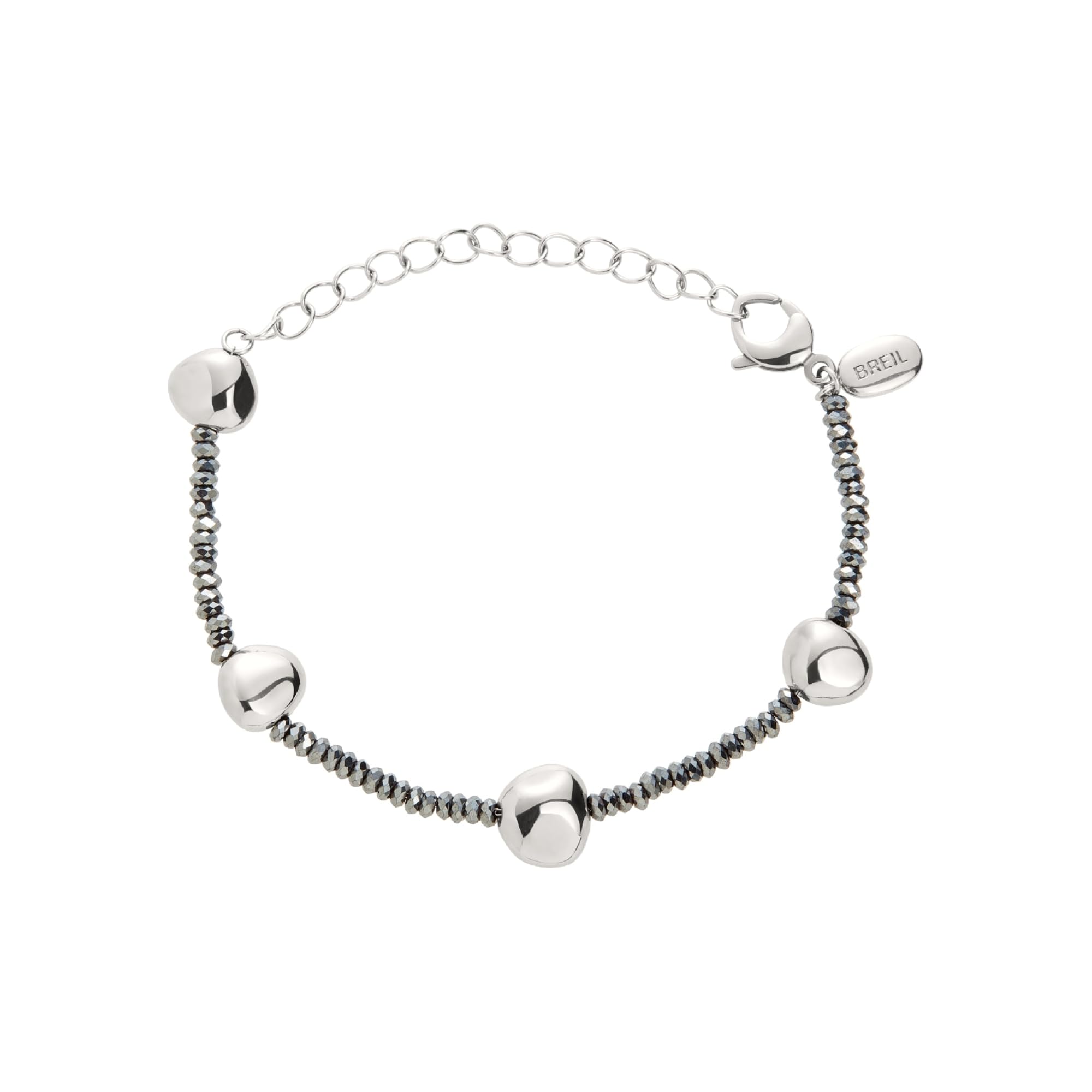 Breil B Rocks TJ3288 Women's Hematite and Stainless Steel Bracelet Silver Length 15 cm, Länge: 15 cm, Stainless Steel, No Gemstone