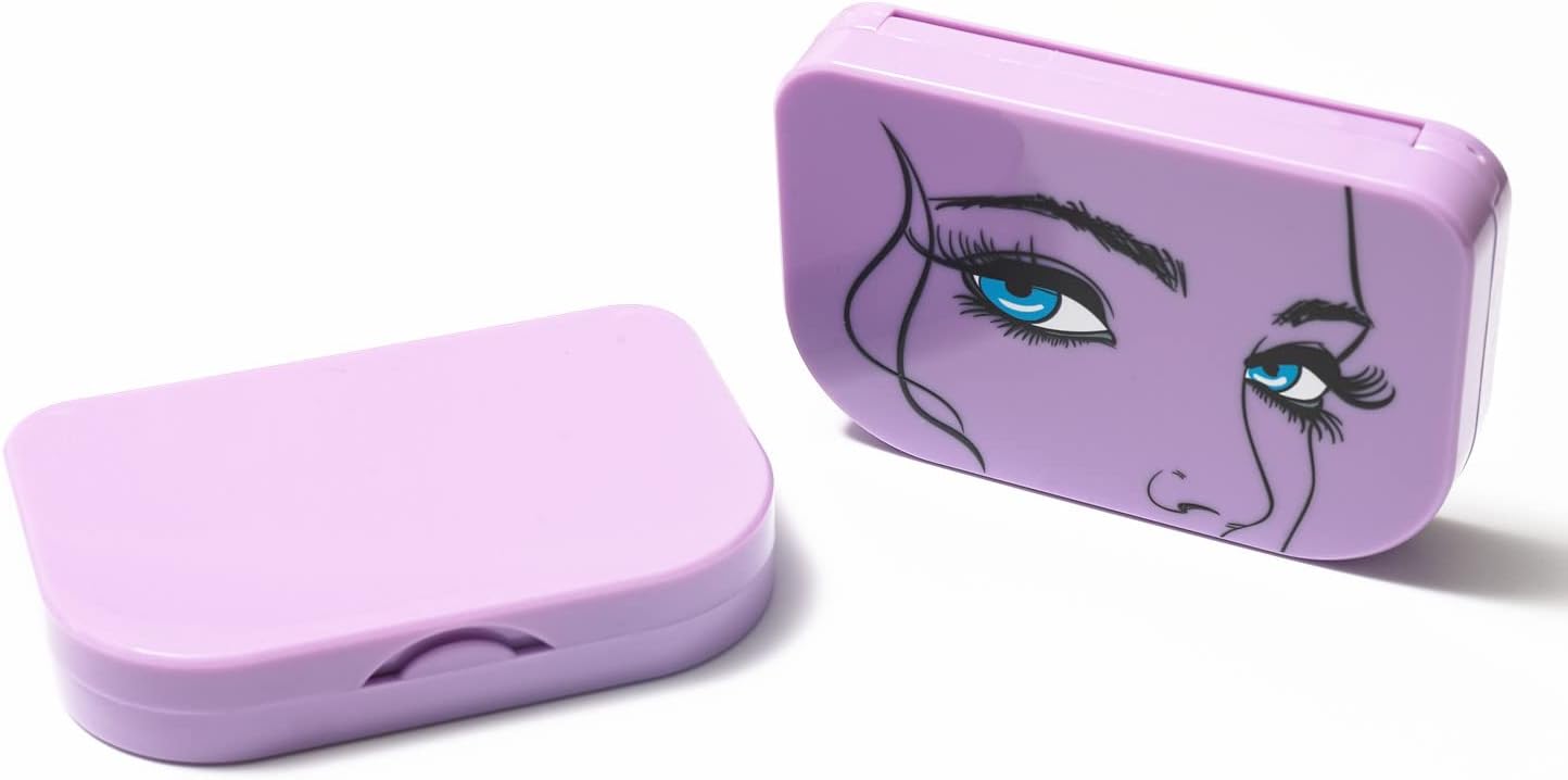 False Eyelash Case Cosmetic Bag Eyelashes Storage Box with Mirror Purple