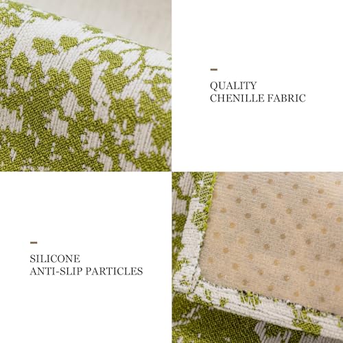 Housse de canapé en chenille jacquard verte antidérapante lavable - 4