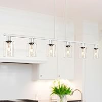 Vista 10 de DSMJFU Candelabro Rectangular Negro Estilo Granja para Comedor, Lámpara Colgante Lineal de 5 Luces, Lámpara de Isla de Cocina Rectangular Sobre