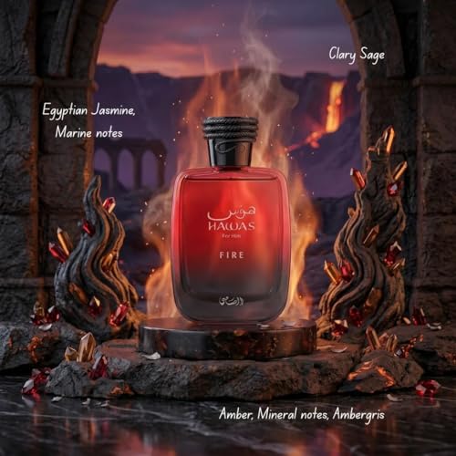 Image of RASASI Hawas Fire For Men 3 Piece Gift Set Eau De Parfum Spray, Face & Beard Wash & Shower Gel 100ml (3.4 Oz)