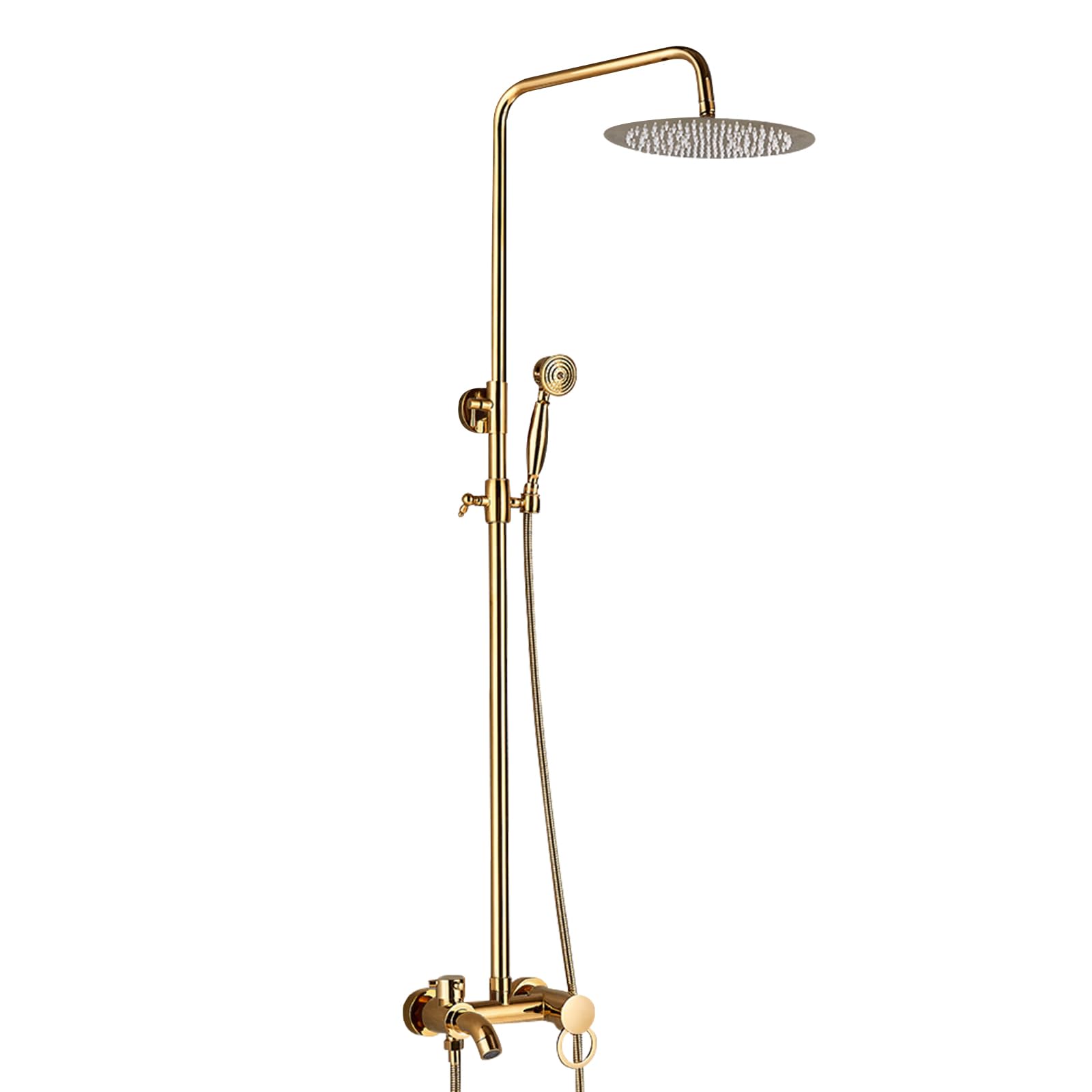 Duschsystem, 20cm Duschzubehör Duschset Handbrause aus Edelstahl Kopfbrause Wandmontage höhenverstellbar Badarmatur golden