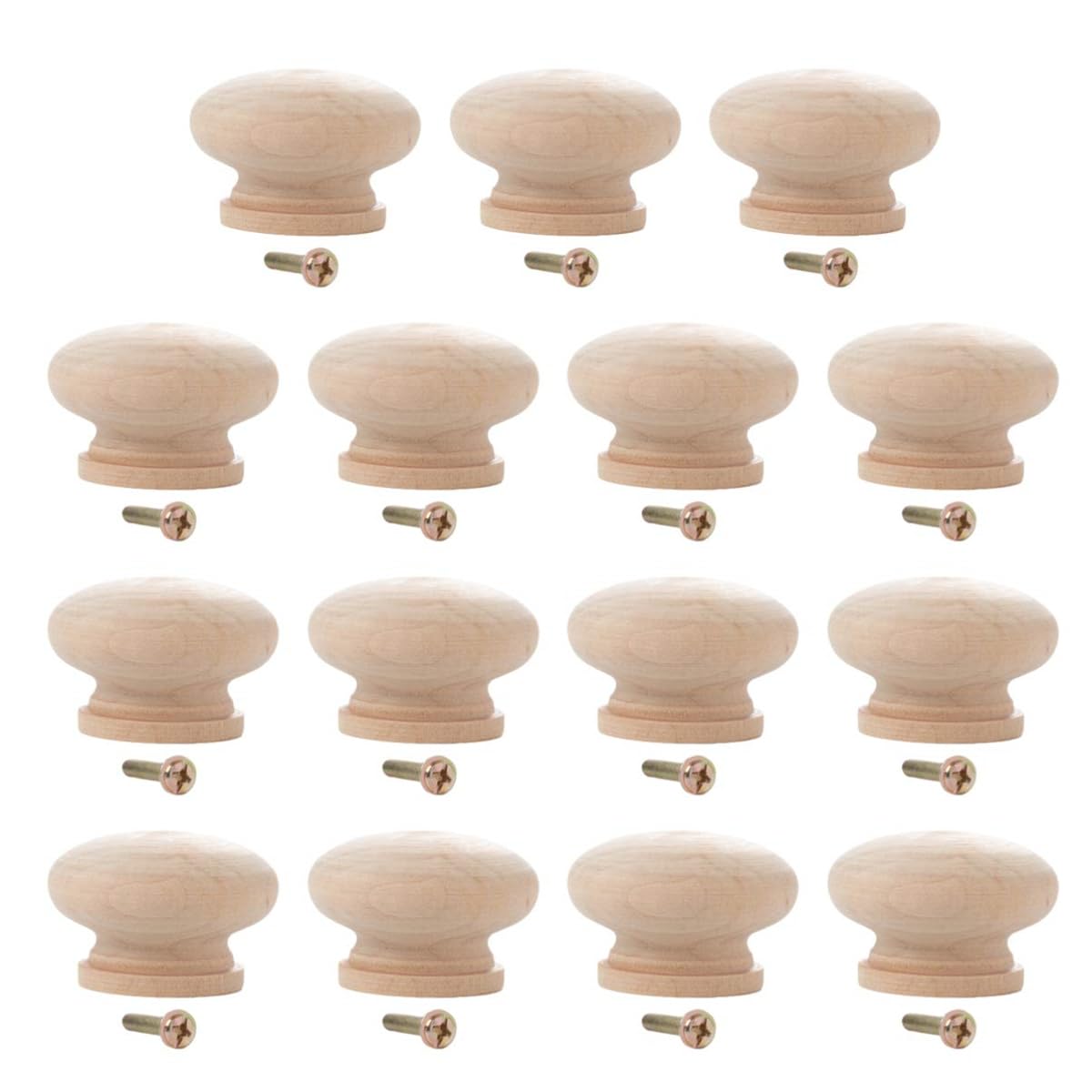 X spring Xspring Wooden Drawer Knobs, 15PCS Drawer Knobs and Pulls Wooden Round Shaped Drawer Handles, Cabinet Pulls and Knobs for Furniture Knobs Cabinets Dresser Handles Hardware (35x30mm)