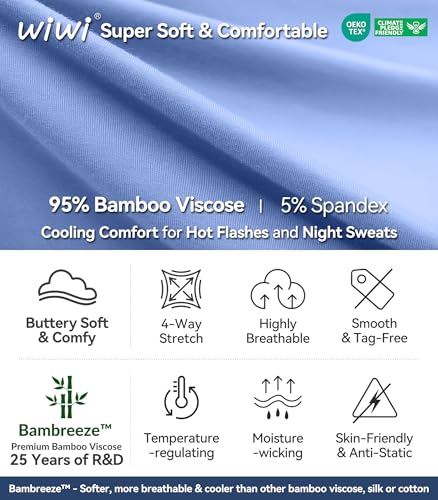 Image of WiWi Viscose from Bamboo Pajamas Set for Women Super Soft Short Sleeve Cooling Summer Plus Size Pjs Sets Sleepwear S-4X