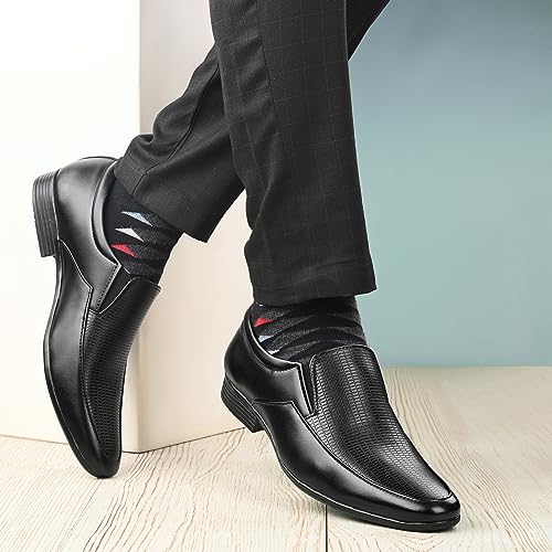 Image of Centrino Mens Formal Shoe |Slip-On Men's Formal Shoe | Stylish Non-Lace Design | Soft Cushioned Insole for Comfort | Perfect for Office & Formal Wear (64047)