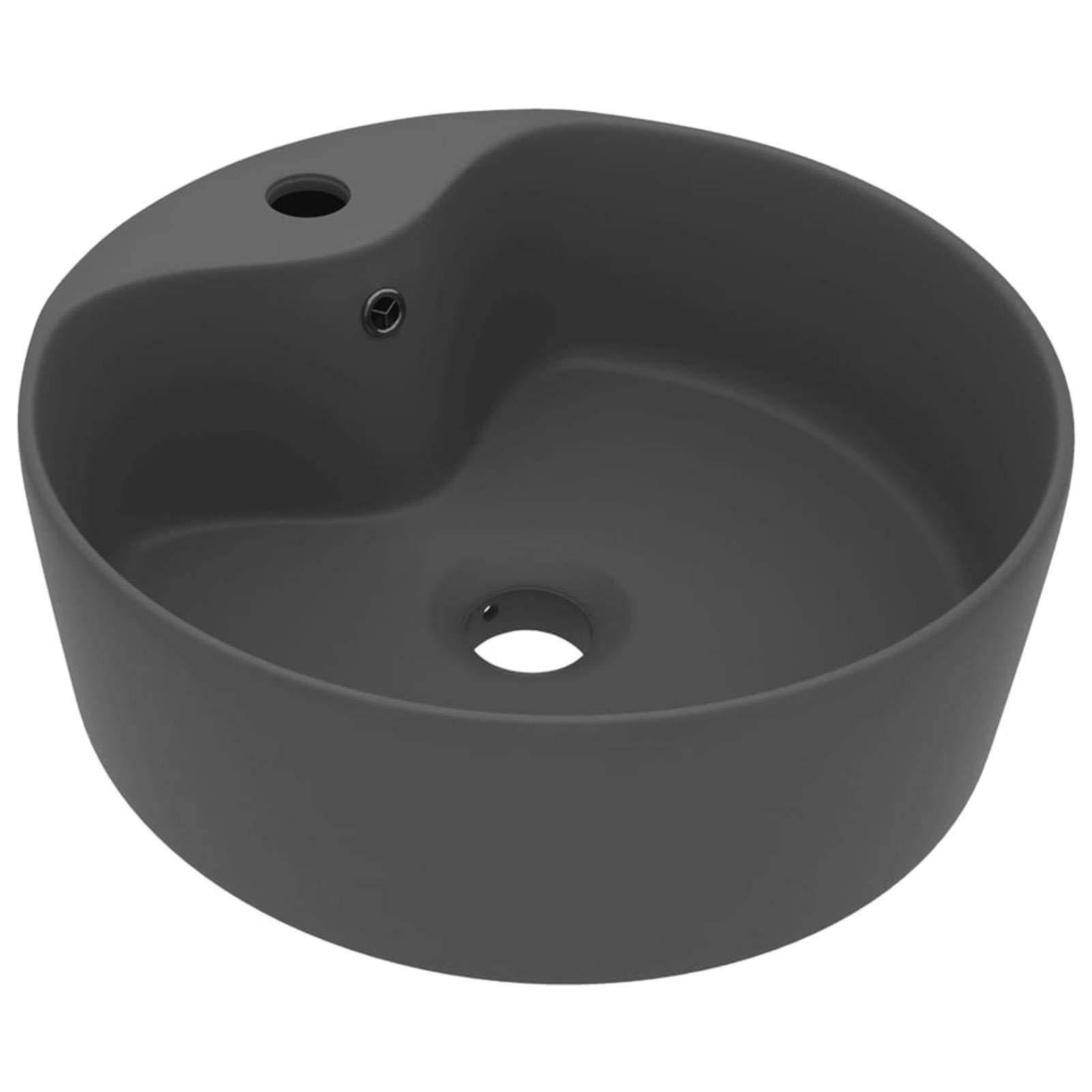Lavabo Lujoso con rebosadero cerámica Gris Oscuro Mate 36x13 cm, Fregadero, Lavabo Baño, Lavamanos Baño, Lavatorio Casa De Banho, Mueble Lavabo sobre Encimera