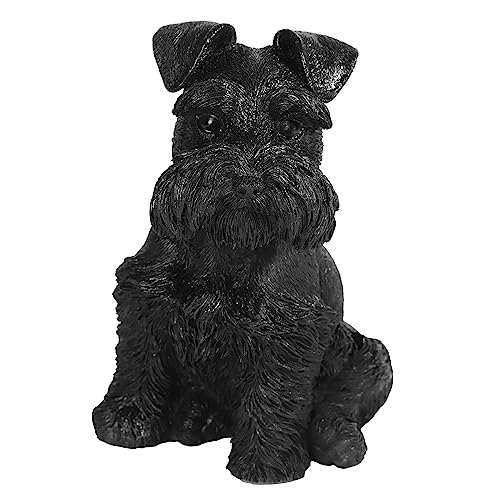 Mookaitedecor - Figura de perro Schnauzer de piedra de cristal de obsidiana negra para decoración de oficina y estatua de Reiki de piedra tallada a mano para decoración de hogar y oficina