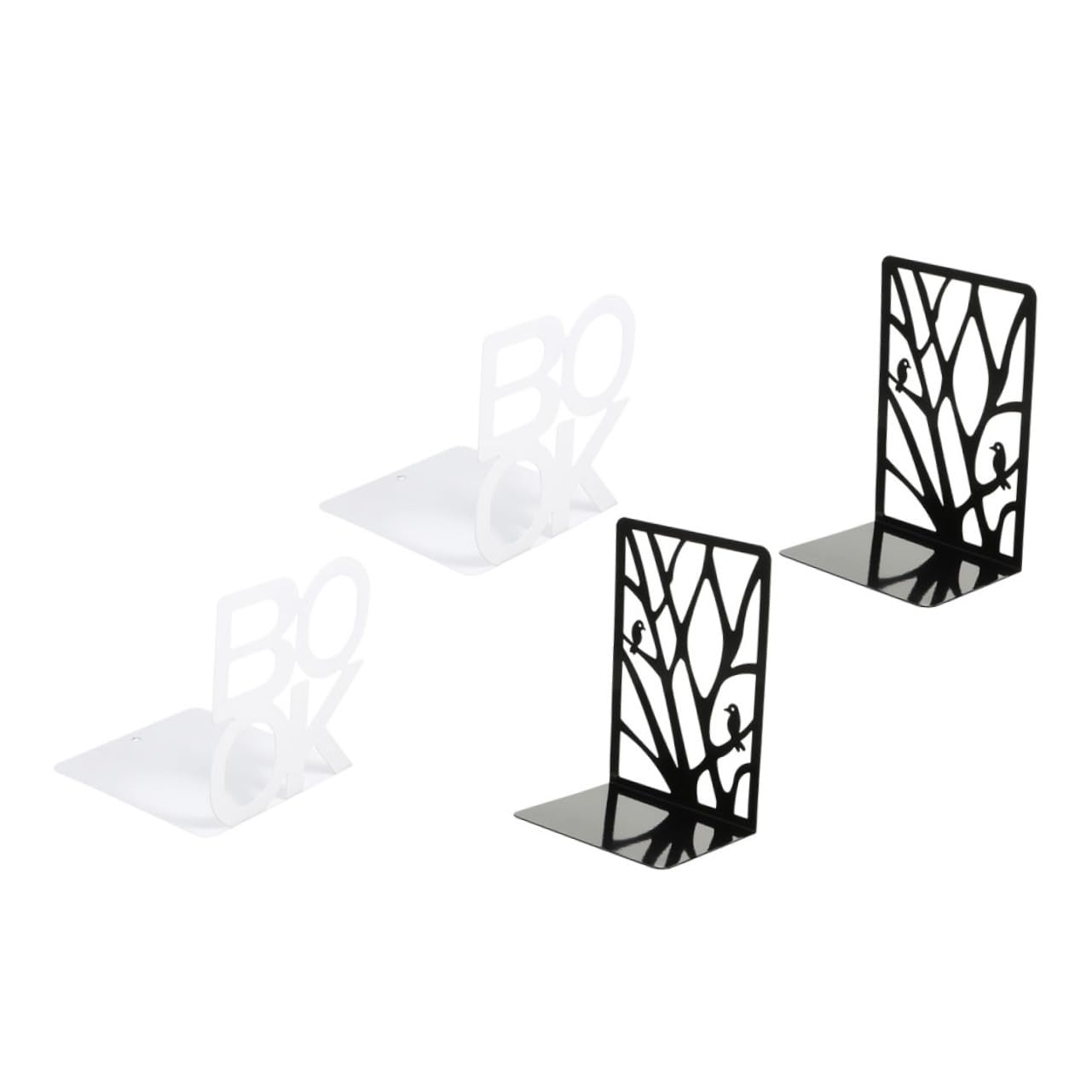 Fermalibri in Ferro per Mensole e Scrivania, 2 Paia, Design L-shaped Moderno e Stabile per Organizzazione Libri