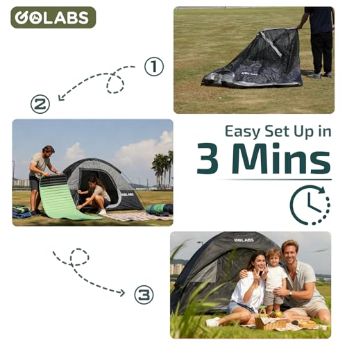 image for Golabs CT1 2 Person Camping Tent, Easy Set Up in 3 Mins, PU1500mm Wate