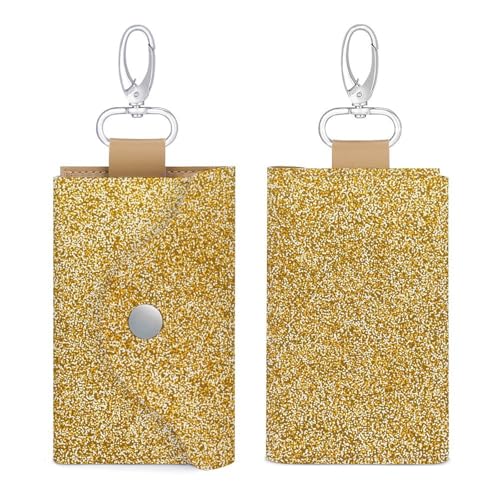 Golden Glitter Texture Key Holder Bag PU Leather ID Card Holder Keychains Case Cover for Men Women3