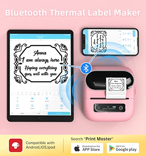 Image of M220 Label Printer, Phomemo Label Printer, 3 Inch Bluetooth Thermal Sticker Machine for Home, Office, School, Barcode Printer for Address, Shipping, Box, Cup, Compatible with Mobile Phone and PC, with
