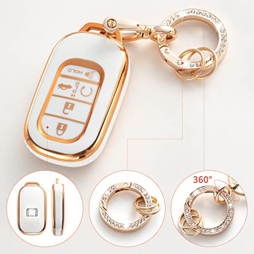 RUABIBAN Key Fob Cover Compatible with Honda, Soft TPU Key Case Protection Shell Fit for Honda 2022 Accord Civic CRV Pilot Odyssey 11th Gen Smart Key Holder — view 4