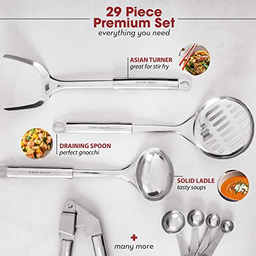 Home Hero 29-Pcs Kitchen Utensils Set - Stainless Steel Cooking Utensils Set With Spatula - Kitchen Gadgets & Kitchen Tool Gift Set #TOP3