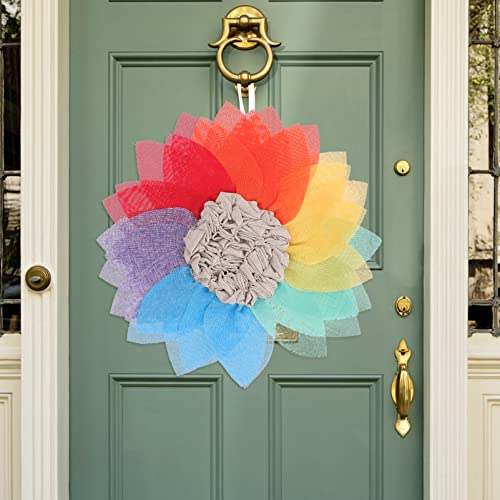Didiseaon Orchids Rainbow Wreath Colorful Rainbow Lgbtq Pride Wreath Front Door Hanging Wreath Lesbian Gay Pride Wreath Welcome Decor Sign Party Supplies Colorful Decor #TOP3