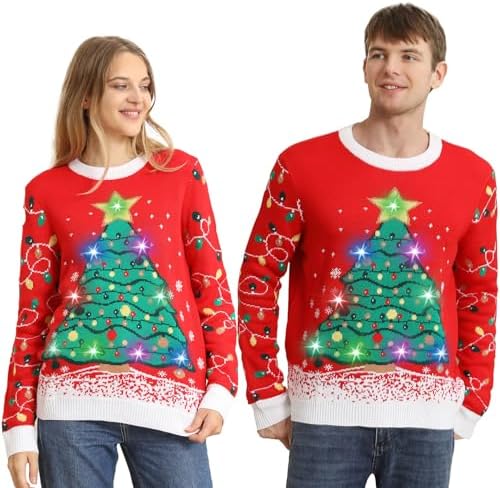 Ugly Christmas Sweater Women Men 2025,Light Up Christmas Sweater ...