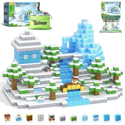 Image of Magnetic Blocks-Build Mine Magnet World Ice Edition, Magnetic Tiles Building Kids Toys for Girls Age 3 5 7 8 Princess STEM Sensory Kids Games Toddler Toys for 3+ Years Old Girls & Boys Birthday Gifts