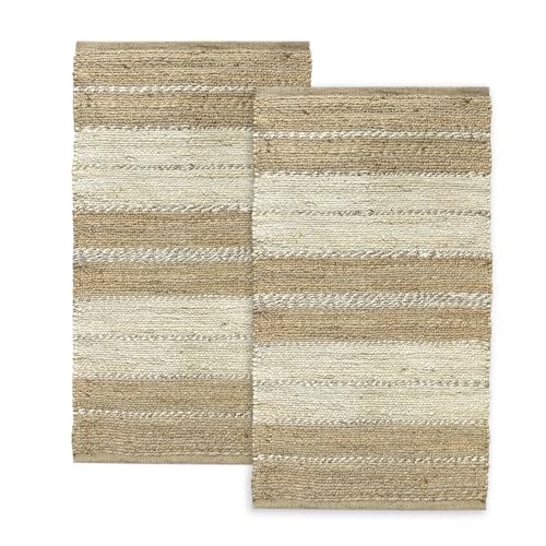 Muebles | Hamid - Pack Alfombras De Yute Nur 2 Uds X 150 X 80 Cm, 100 Fibra De Yute Natural, Alfombra Suave, Tejida A Mano, Alfombra De Sal�n, Comedor, Dormitorio, Pasillos, Entrada, D3, 150x80cm