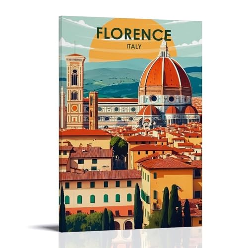 Impression sur toile Florence Italie ouweri tableau vintage de 40 x 60 cm pour salon
