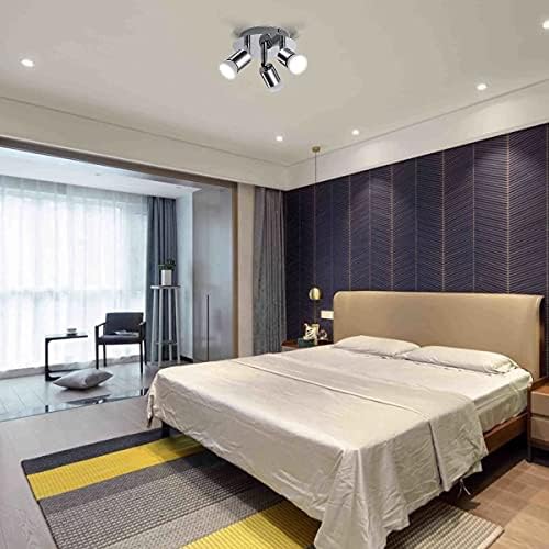 Ceiling Lights,3 Way Spot Lights 3 X GU10 LED Ceiling Lights Angle Adjustable Pendant Lighting Ceiling Rotatable Ceiling Lights for Living Room,Bedrooms,Hallway(Without Light Source)