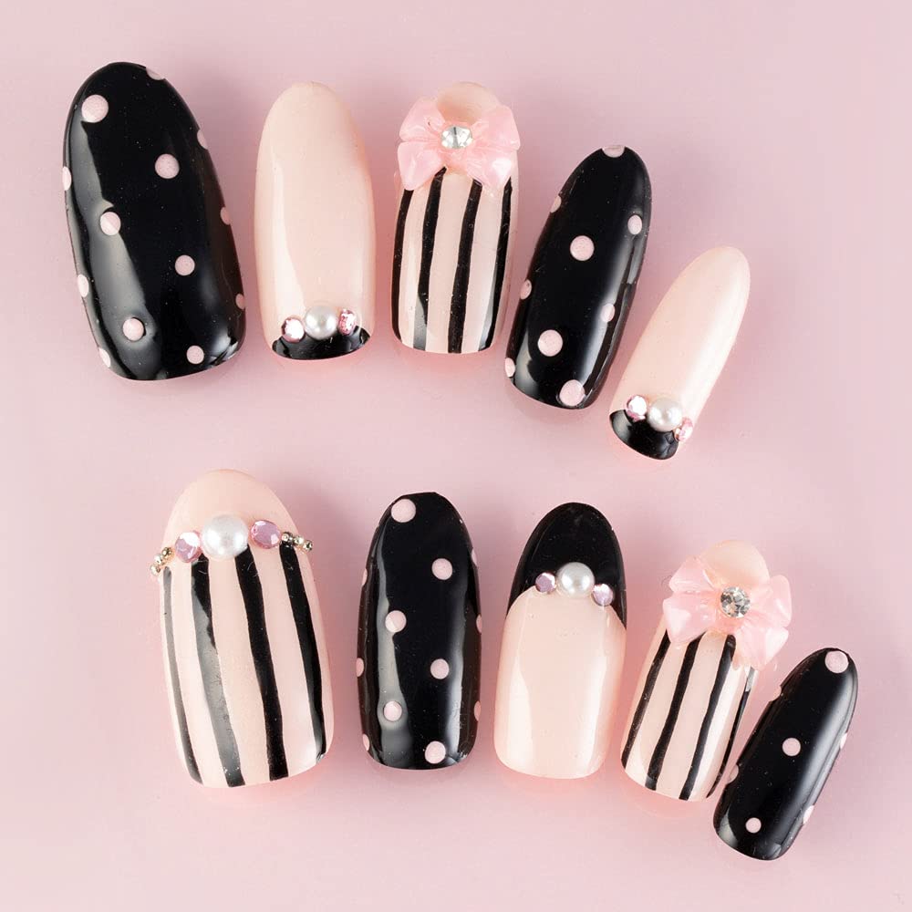 Amazon | ゆずネイル｜ネイルチップ ピンク系 ブラック系 ボーダー  
