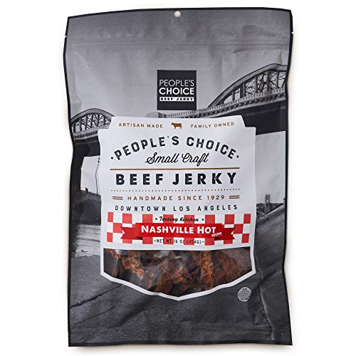 People s Choice Beef Jerky - Tasting Kitchen - Nashville Hot - Pounder of Super Spicy Jerky - Compare to World s Spiciest Heat of Carolina Reaper, Scorpion, Ghost Pepper - 1 Pound, 16 oz - 1 Bag