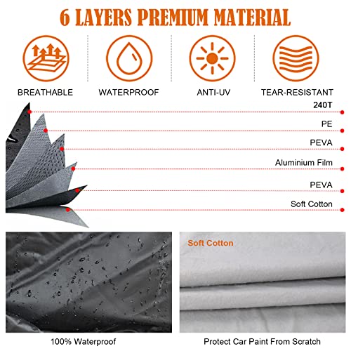 JUDANNA Waterproof Car Cover Replace for 2012-2025 Porsche 718 Cayman/Boxster, 6 Layers All Weather Full Car Covers with Driver Door Zipper Outdoor Cover for Sun Snow Rain Dust Protection - Image 3