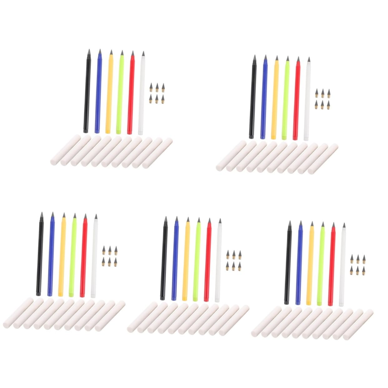 FRCOLOR 5 Sätze künstler stifte Künstler-Bleistift Nicht-spitzbarer Bleistift Nachhaltiger Bleistift Mini-Bleistifte Baubleistift Radierstift keine Bleistiftspitzen löschbare Stifte Gummi
