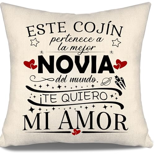 Aosumin Cojín para la Mejor Novia del Mundo - Te Quiero Mi Amor - Funda de Cojín para Cumpleaños, San Valentín, Mejor Regalo (Novia-a)