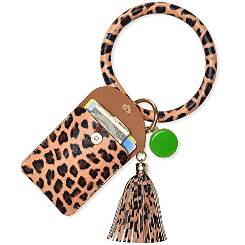 Takyu Keychain Bracelet, Leather Wristlet Keychain Bracelet with Tassel for Women