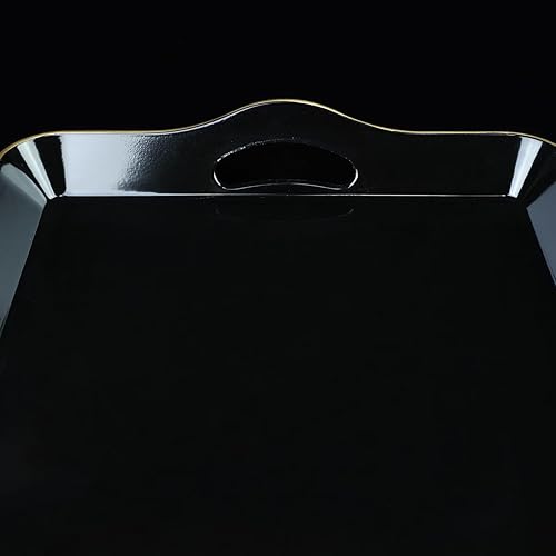 Miniatura 5 de Leemxiiny Bandeja decorativa negra para mesa de café con asas, bandeja rectangular de plástico para sala de estar, baño, al aire libre, 11.8 x 17.3